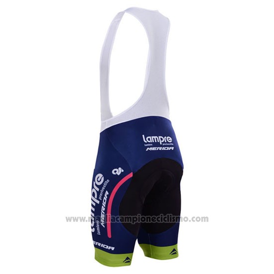 2015 Abbigliamento Ciclismo Lampre Merida Rosa e Blu Manica Corta e Salopette